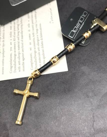 colar masculino terco crucifixo cruz joia ouro 18k 8