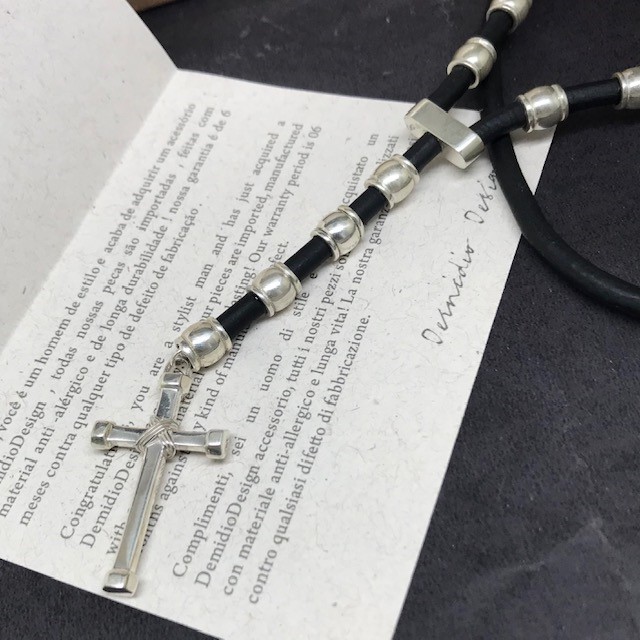 colar joia terco crucifixo rosario masculino prata de lei 925 5