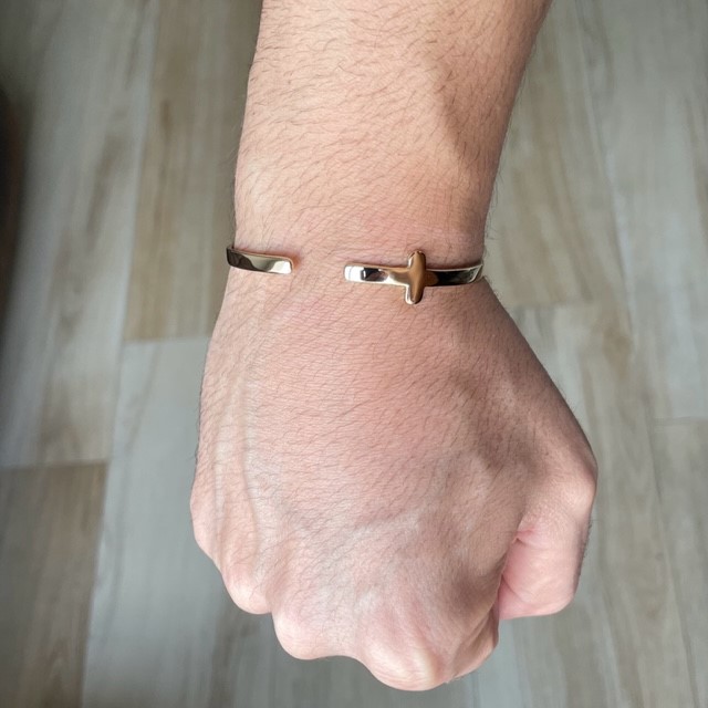 pulseira masculina bracelete cruz ouro 18k